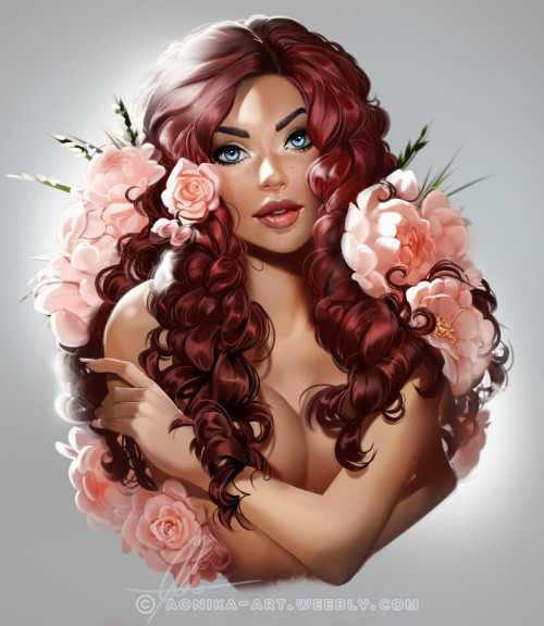 fantasy-scifi-art:  Flowery Portrait by Monika