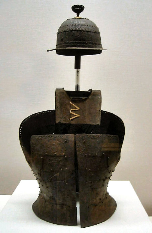 A set of Japanese iron armor, Kofun period, 5th century AD.Currently on display at the Tokyo Nationa