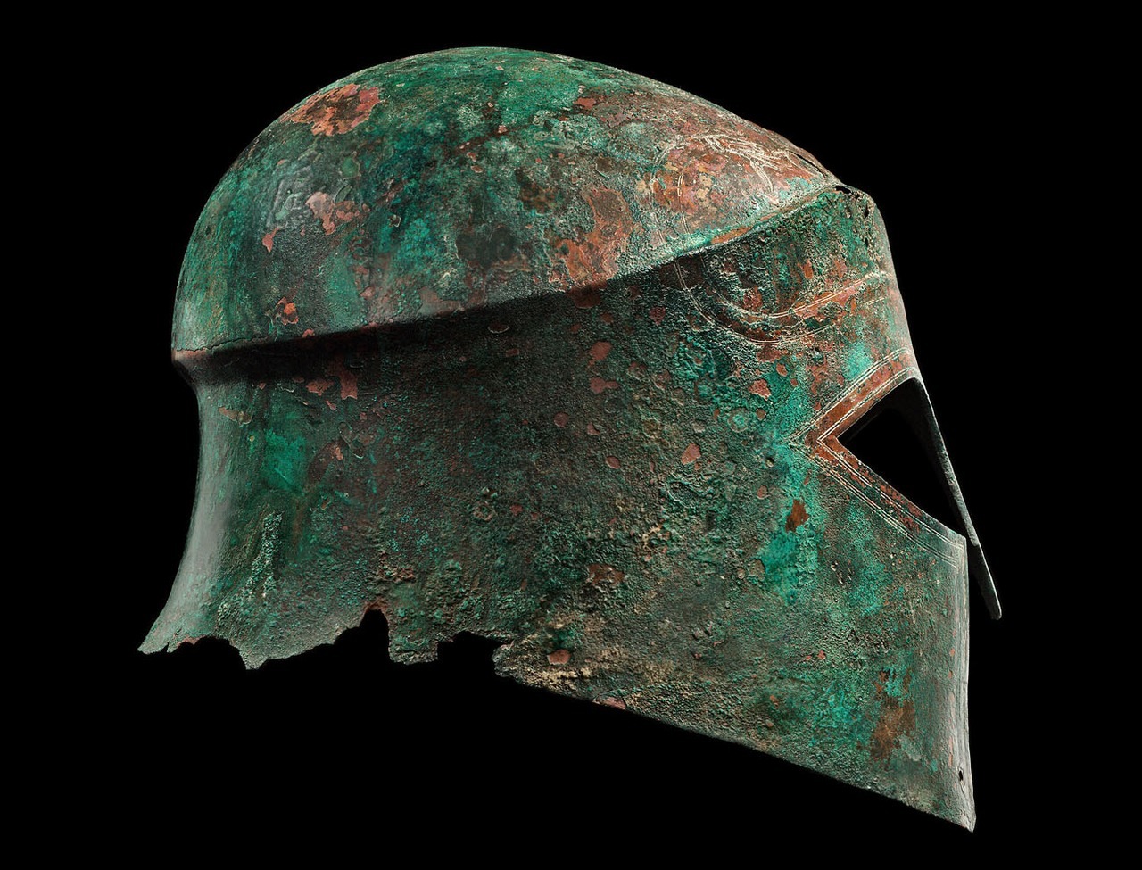 peashooter85:  Bronze Corinthian type helmet, Greece, 6th century BCfrom Phoenix