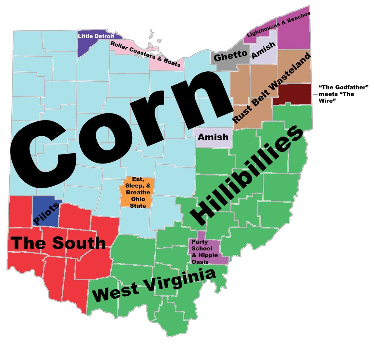 Judgemental Map Of Detroit Judgmental Map Of Ohio More Stereotype Maps >> - Maps On The Web