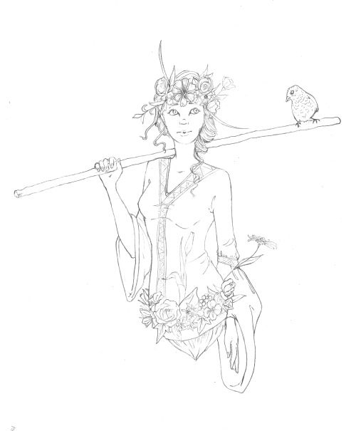 Vana the ever-young, younger sister of Yavanna and wife of Orome.  More flowers yay. I loved doing t