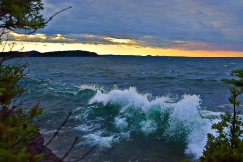 sunset waves on Lake Superior.