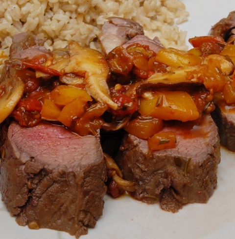 Venison Flank With Fresh Tomato Sauce