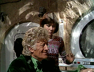 rassilonwatchathon:Sarah Jane and the Doctor from the Classic Doctor Who serial The Monster of Pelad