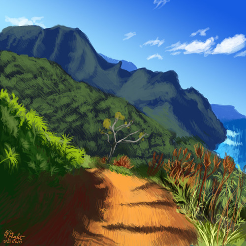 gunjounoyoru:I drew this landscape study (based on this) and my friend commented, “just like Middle 