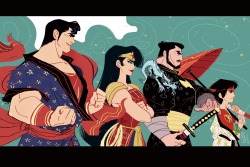 thoughtnami:  starline:  anotherbrittneywilliams:  Fantastical, samurai, warrior, justice trinity thing! I think an adventure featuring a version of Superman and friends set in a fantasy driven Edo/early Meiji Japan would be fun. Beyond that I honestly