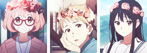 hheartflia-blog-deactivated2020:   『Kyoukai no Kanata Characters + Flower Crowns 』  