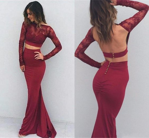 simibridaldresses:  Two Pieces Backless Sexy Prom Dress,Long Prom Dresses,Charming Prom Dresses,2017