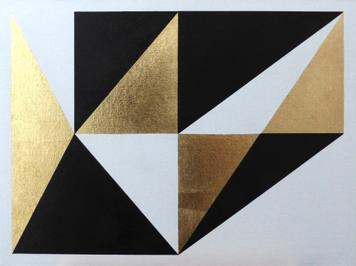 “Les Messages” Series - N°9, N°10, N°11. Ink, Gold Foil, Acrylic.