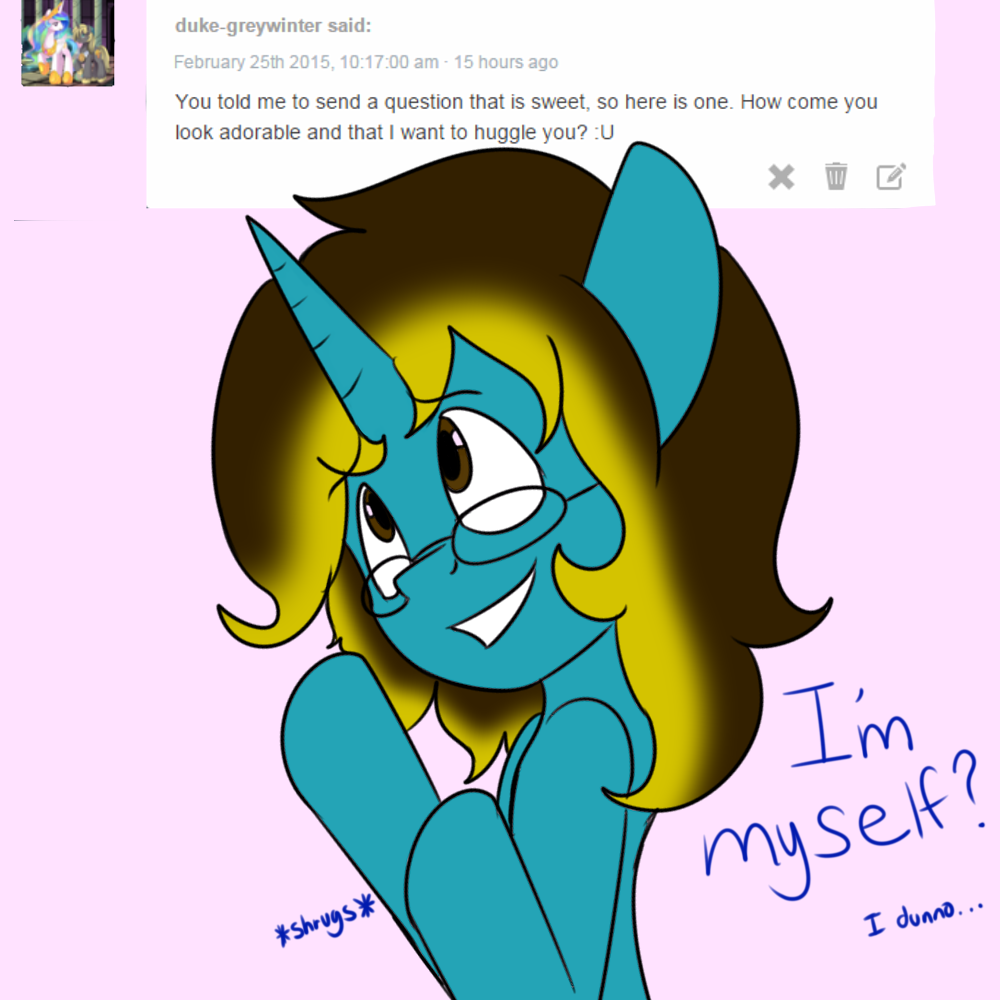 asksweetdisaster:Sweet: Random questions I’m getting ^^;((Featuring Winter, Derpy