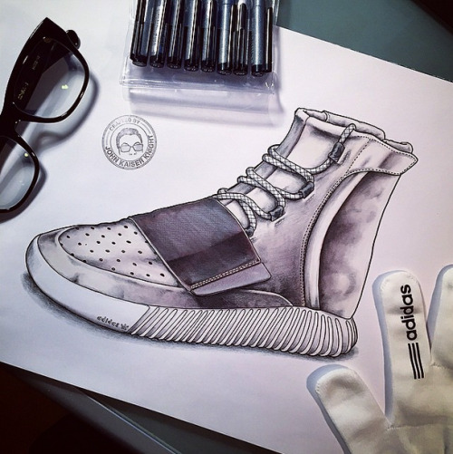 Tribute to the Adidas Yeezy 750 Boost by Johnkaiserknight on Instagram.More sketches here.