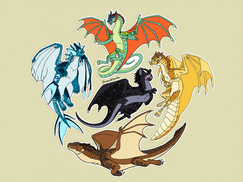 dragonsndoodles: The Dragonets of Destiny(Guess whaaat, stickers of these guys are available now, et