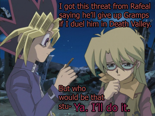 The Yu-Gi-Oh franchise has some really great heartbreaking deaths. I think  these 4 are the beat, but also the saddest. Brilliant scenes and I cry  almost every time when I watch them. 