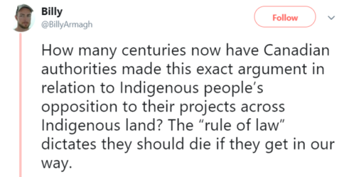 thejusticethatissocial:Canada was founded on the genocide and oppression of Indigenous people and anyone who thinks it has changed is fooling themselves. (via @BillyArmagh)