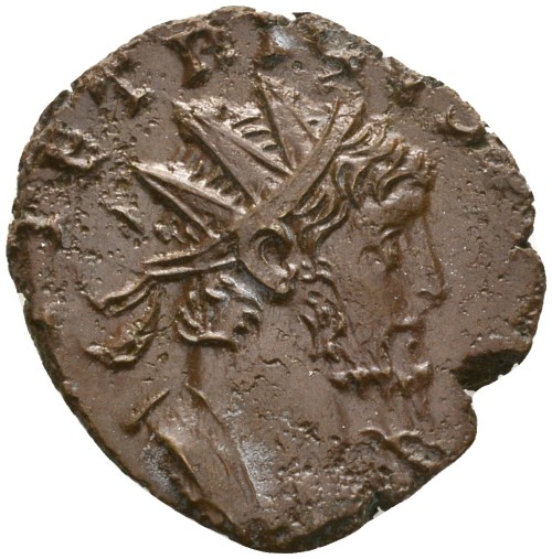 romegreeceart:Coin minted in Trier with an image of Tetricus I, who was  the last emperor of Gallic 