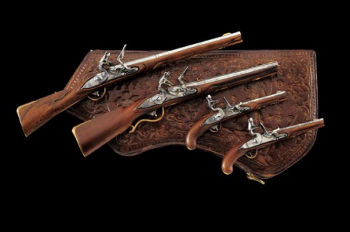 A rare cased parure of four flintlock firearms from the Russian Tula Arsenal, late 18th century.EXCE