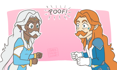 sharksmirk: Allura and Coran play Altean shape shifting party games while space dad goes into cultur