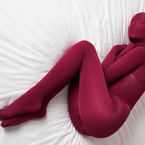 pantyhosetightslust: Opaque Maroon encasement