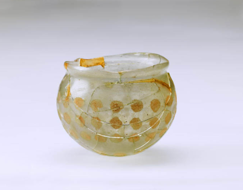 Two pieces of Ancient Roman glassware dating to the 2nd century, recently discovered by archaeologis