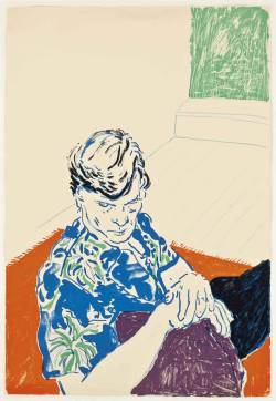 freystupid:  Joe with Green Window,  David Hockney (British, b. 1937),  1979. Lithograph in colours on Rives BFK paper. Sheet: 44¼ x 30 in. Numbered 44/54. 