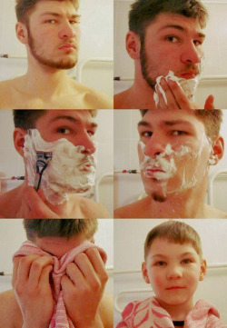 tastefullyoffensive:  Before and after shaving. 