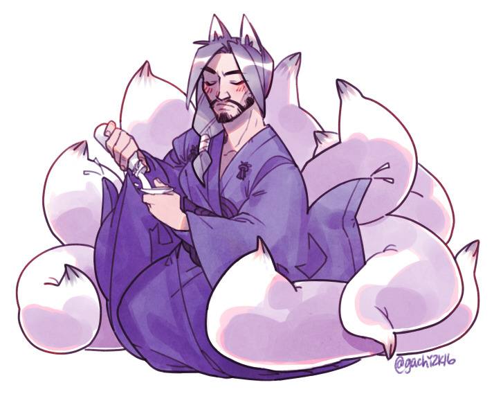 gachichubbs:  sake!  read a post about kitsune!hanzo and i was like i mean yeah