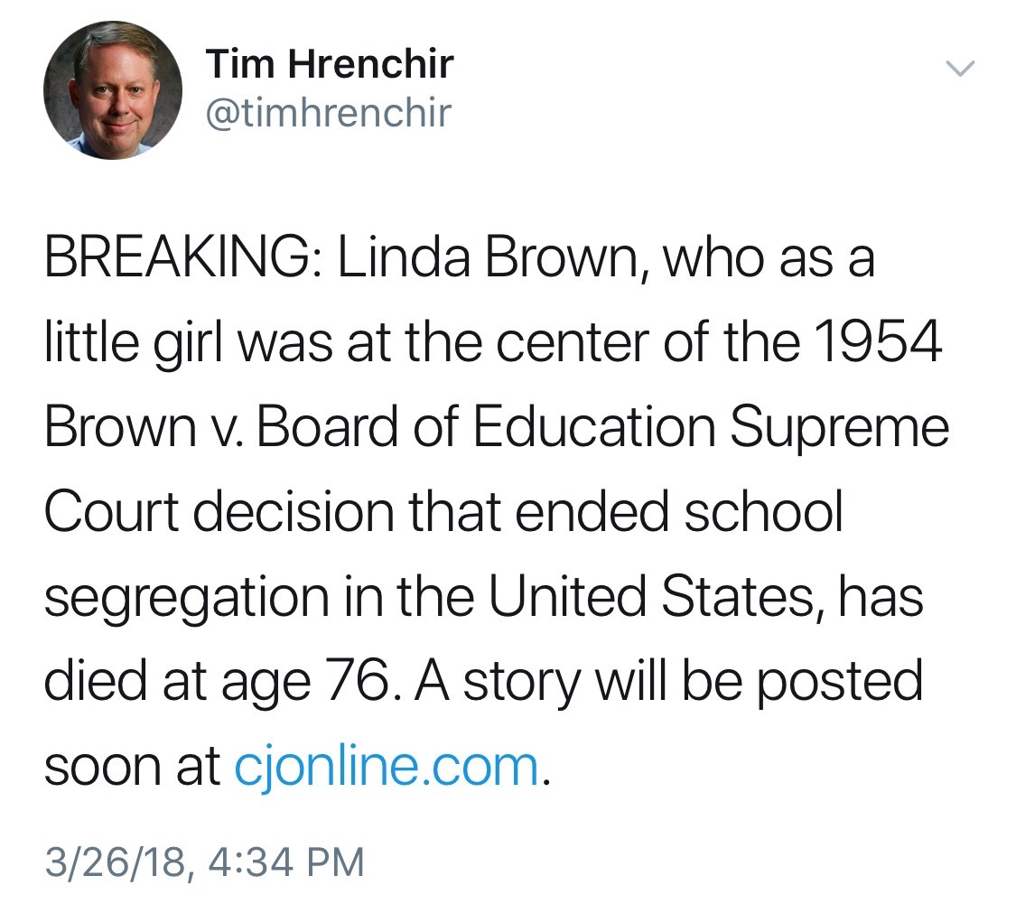 odinsblog:Rest In Peace, Linda Brown. Thank you for your courage in the fight to
