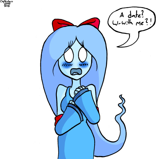 captaintaco2345:  captaintaco2345:  That’s right, your OC could go on a cute date with Abby the Ghost! All you have to do is submit a picture of your OC here (non anonymously) along with their name, likes, dislikes, and why they want to date Abby, and