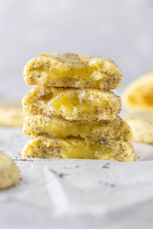 fullcravings: Crumbl Lemon Poppy Seed Cookies with Lemon Curd Filling