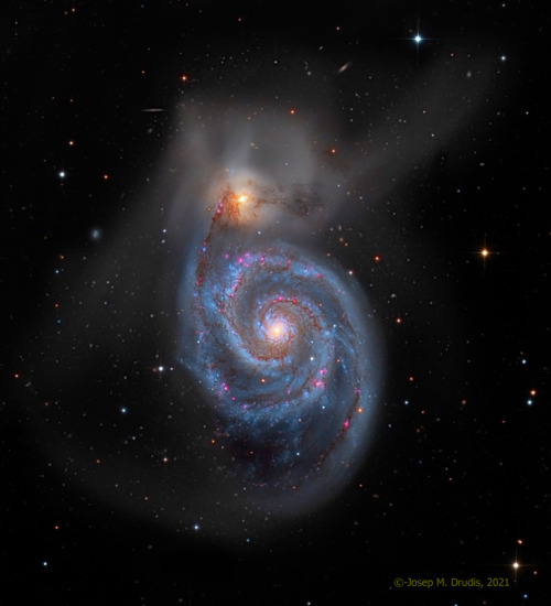 just&ndash;space:  M51: The Whirlpool Galaxy : Find the Big Dipper and follow the handle away from the dipper’s bowl until you get to the last bright star. Then, just slide your telescope a little south and west and you’ll come upon this stunning