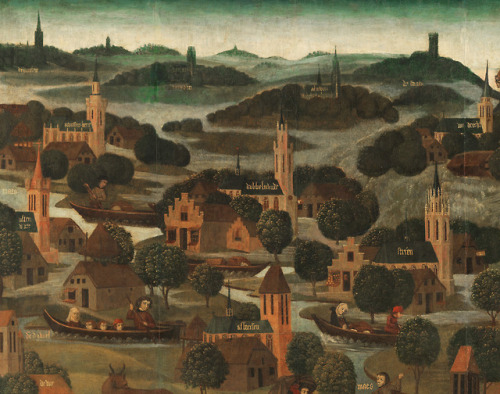 Master of the Saint Elisabeth Panels - The St. Elisabeth’s Flood (c. 1490). Details.In the night of 