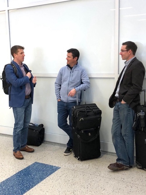 Business trio heading home after a week of meetings