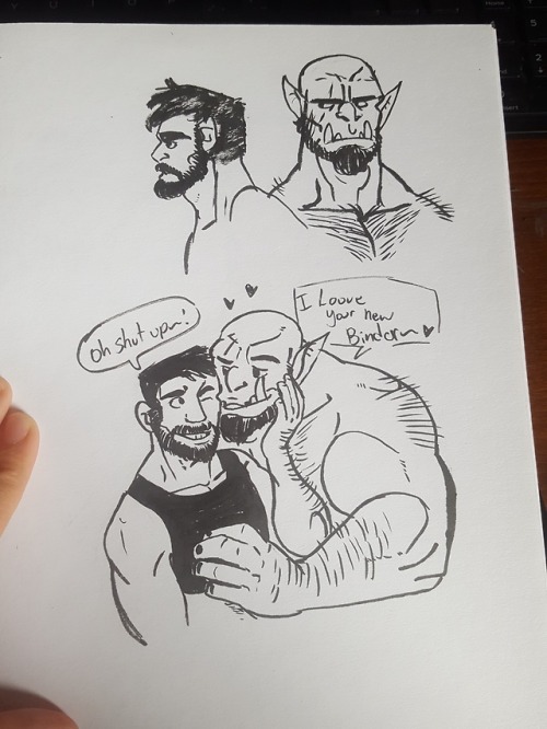 goblin-monsters-doodles:  Wanting to doodle transfellow and his orc boyfriend