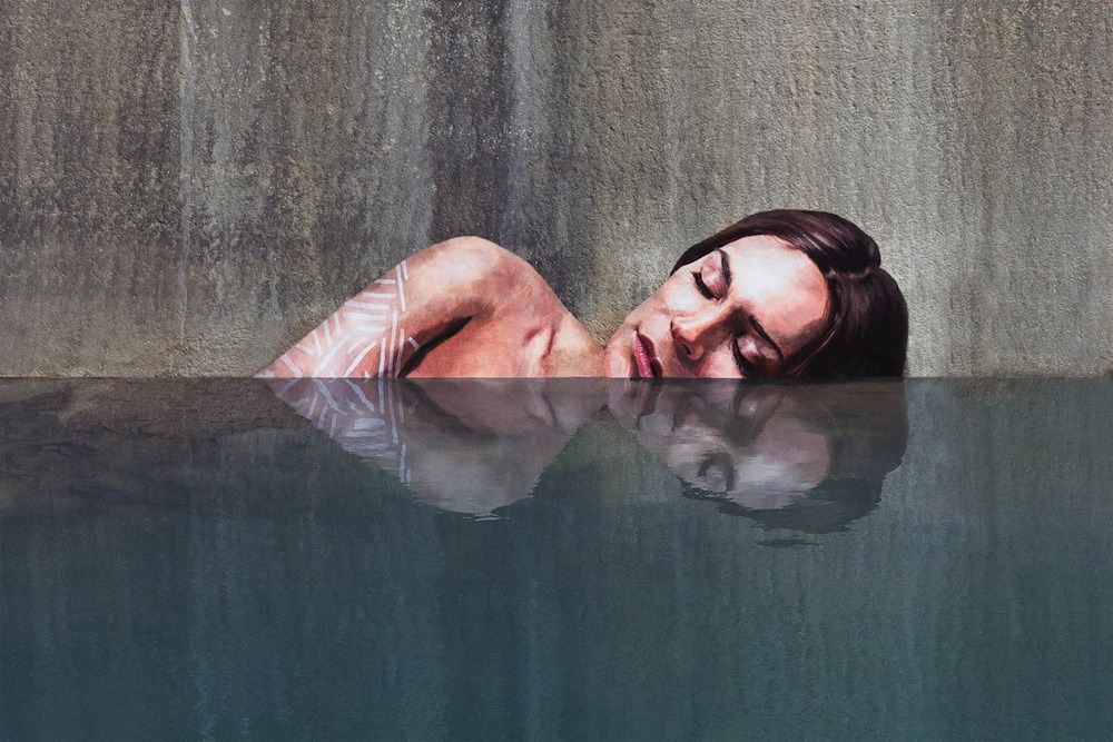 itscolossal:  Artist Sean Yoro Paints Meticulous Seaside Murals While Balancing on