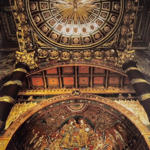  The mosaic from the apse of Santa Maria Maggiore by Jacopo Torriti, completed in 1296. Rome, Italy.