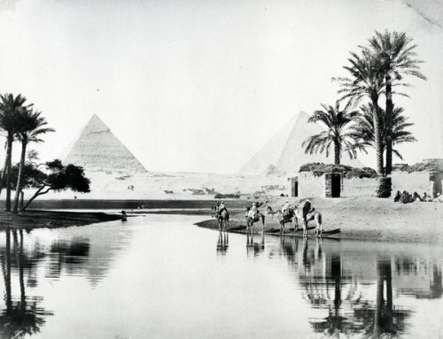 Pyramids of Khufu and Khafra from the Nile Floods, Zangaki (fl.1880s).
