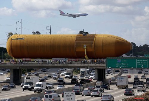 Last Space Shuttle External Tank Arrives At California Science Center.