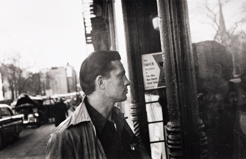 vintagerockgod:  “Jack Kerouac looking in barroom doorway. 1953.” Photo by Allen Ginsberg.