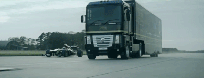 blazepress:The coolest truck stunt ever.