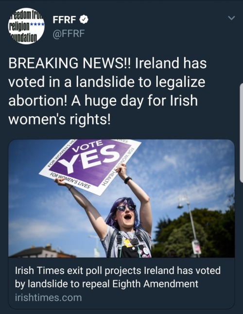 feministfront: liberalsarecool: #RepealTheEight won in Ireland. not breaking news at this point but 