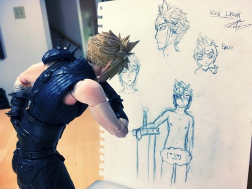 Cloud received his first piece of fan art this morning… ( ͡° ͜ʖ ͡°) @lmao-finger-guns