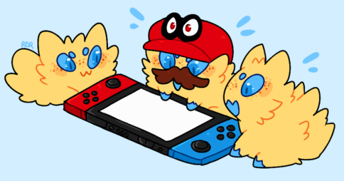 weeklyjoltiks:Joltik and friends celebrating Nintendo Switch’s 1st birthday !!