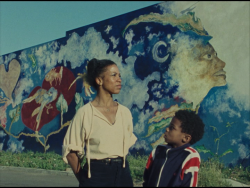 strathshepard: fuckyeahwomenfilmdirectors: Painter Susan Jackson in front of her artwork in Mur Murs (1981). Watch Agnes Varda’s Mur Murs 