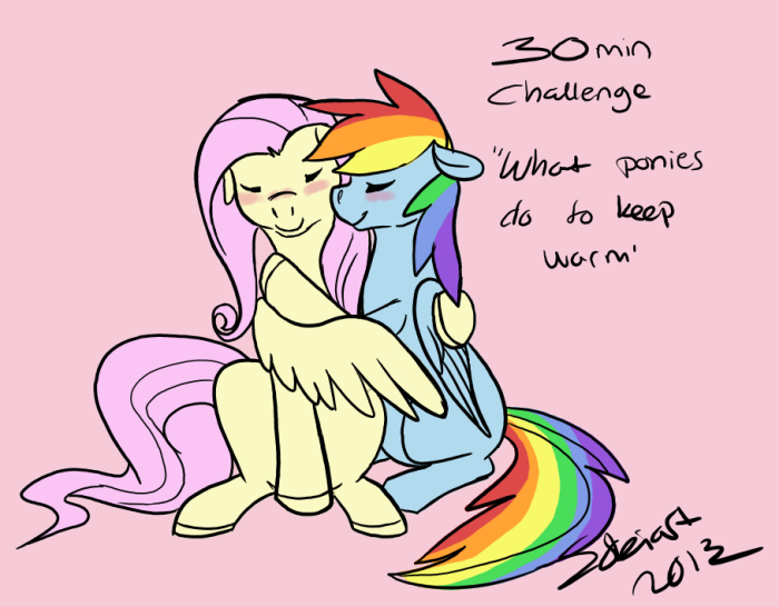 30minchallenge:  Ponies keeping warm - &frac12;  Awww &lt;3