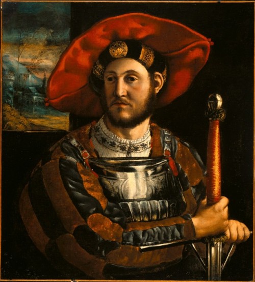 history-of-fashion:ab. 1520 Dosso Dossi - A Condottiere(Harvard Art Museums)