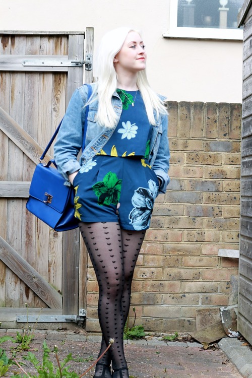 Fashionmylegs: Style Pick  How would you style this Playsuit? Jacket: Vintage Playsuit: Topshop