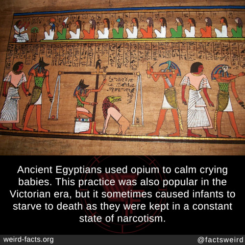 Ancient Egyptians used opium to calm crying babies. This practice was also popular in the Victorian 