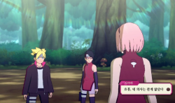 amazingbeautifulmoonbeams: amazingbeautifulmoonbeams: so this is a side mission you do in boruto, sarada and boruto challenge sakura, they win, she admits she lost, she got so tired and crooked her back so sasuke came and offered he’d help her. The