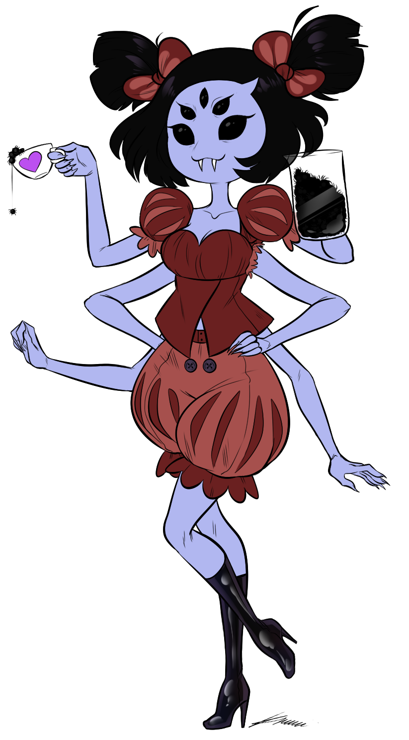 A terrible drawing of Muffet lmaotbh I wanted to color it and stuff but ugh, nah,
