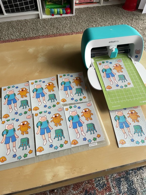 Sticker Sheets Made With Printable Vinyl And Holographic Laminate On The Cricut Joy!